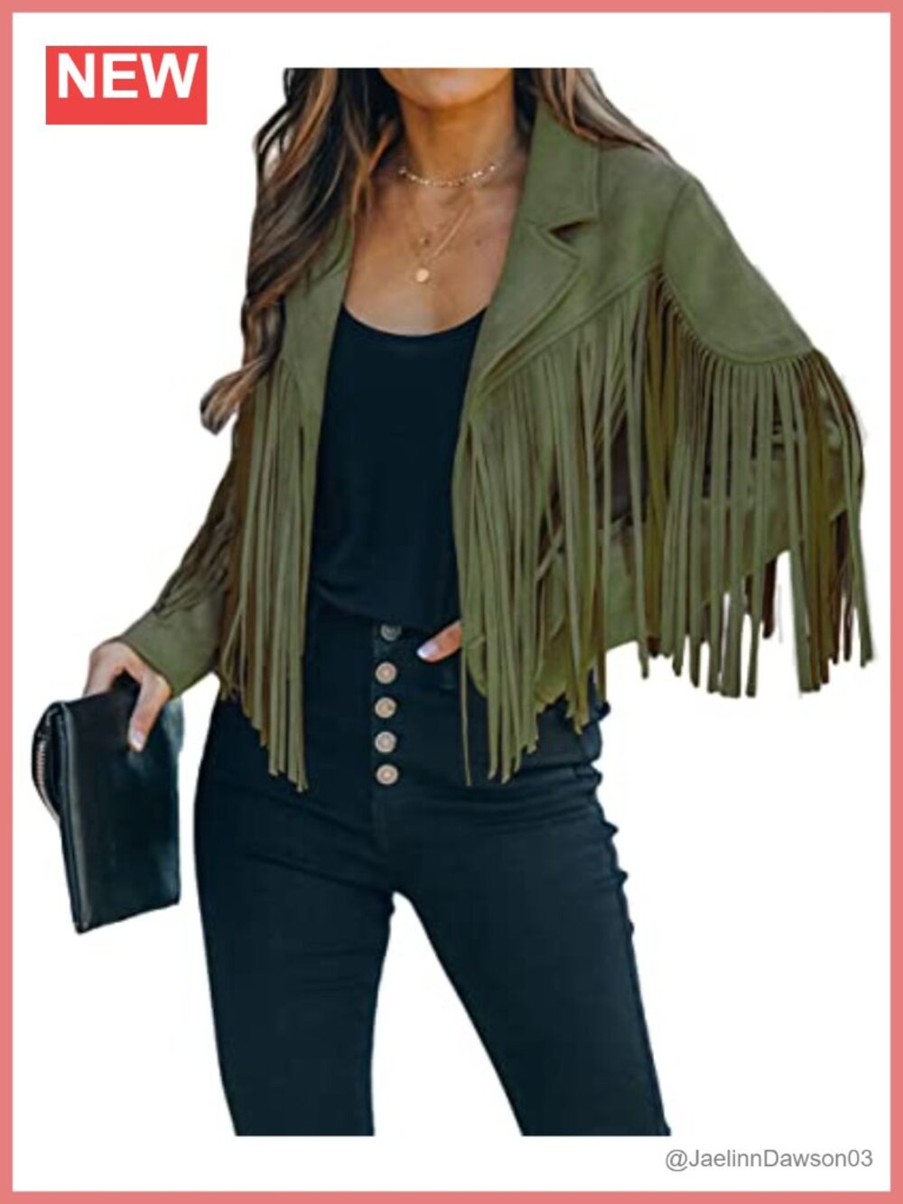 Faux Suede Fringe Jacket Cropped Western Tassel Moto Biker
